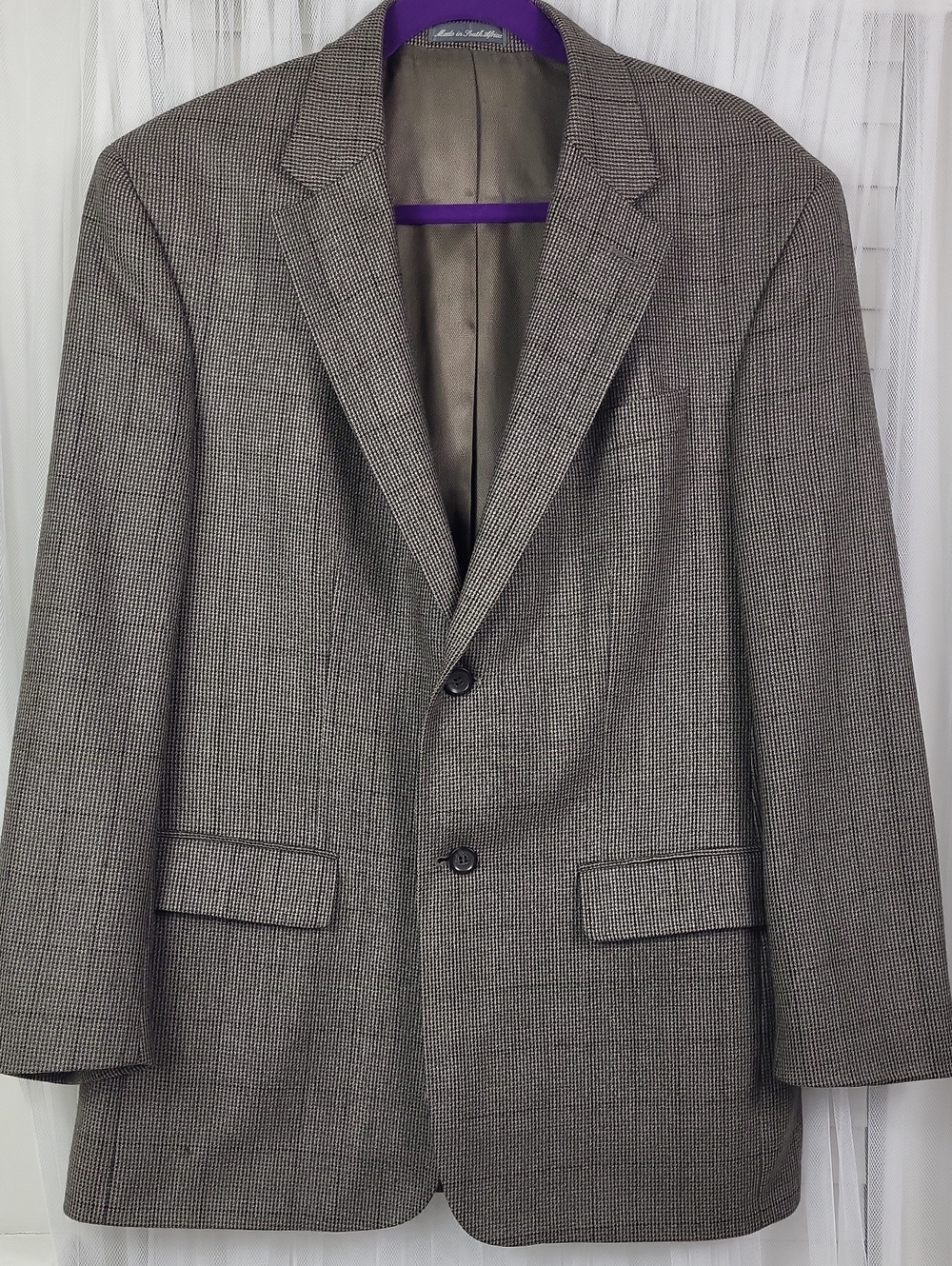 Oscar de la Renta Brown Glen Plaid Sport Coat. Size 42 R